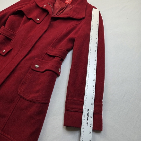 VTG Oscar de la Renta Red Wool Cashmere Coat Size 14  Belted Collar Detail - Picture 13 of 16